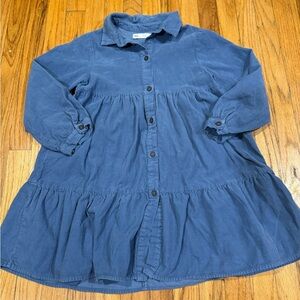 Zara Blue Tiered Buttoned Casual Dress